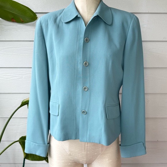 Due per Due Teal Silk Jacket – Women’s Size 4 - Picture 1 of 8